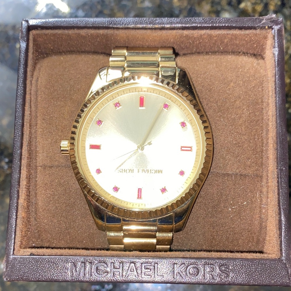 Michael Kors Gold Watch with Red Markers